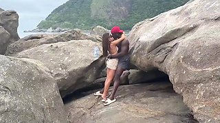 Interracial Beach Heat Hits When A Masked Slim Babe Gets Fucked
