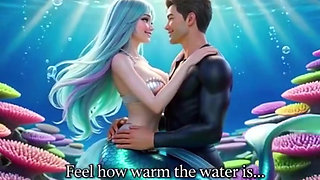 Underwater fantasy where a diver discovers a mesmerizing mermaid