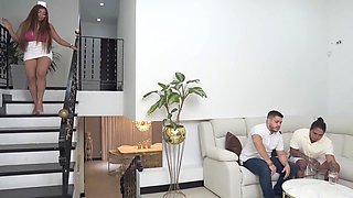 Crazy LATINA rails the large salami of her boyfriends bestie with a humid cunny