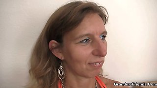 Skinny grandma wants two big dicks at once
