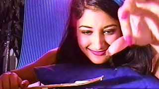 Vintage 90's Indian Starlet Nadia Nyce laps up thick cum