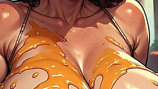 Old Topless Women Covered in Honey