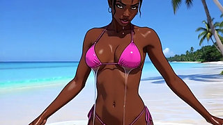 Ebony Girl Sex on the Beach. African Girl. Cartoon. the Sexiest Girls on the Planet