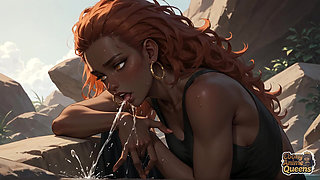 Red-hot, Ebony XXX Porn Featuring the Dark-hued Queen's Waterfall Oral Seduction.