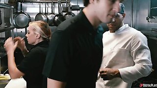 Black cook with a long penis fucked a hot blonde Cubbi Thompson