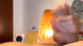 Jerking My Husband with a Silicone Pussy Masturbator Until He Cums