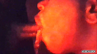 JUICY LIPS-brings him to the red room to sloppily deepthroat his dick