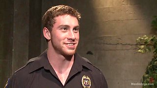 Officer Maguire Edged and Fucked by Two Freaks
