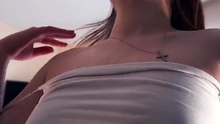 Chubby amateur teen replaces breakfast for some masturbation