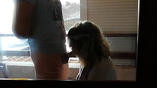 Public Blowjob on the Balcony - She doesn't Care about Neigh