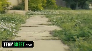 Hooded invader attacks and predominates sexy latina