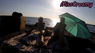 French Teacher Risky Masturbation Caught on Crowded Beach Helps Squirt Extreme Cumshot