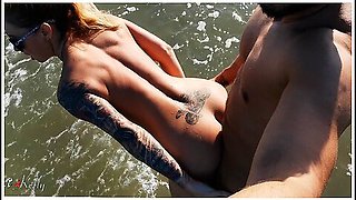 Fit Blonde Babe With Big Ass Fucks On A Public Nude Beach