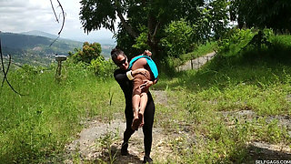 Captured Princess Hogtied Weak in Outdoor Bondage