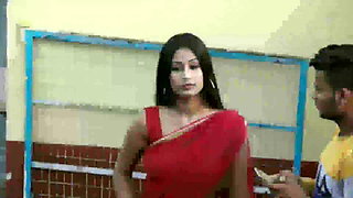 Teacher in Red Hot Saree