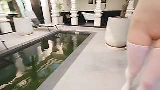 Young beauty shares intense hotel manager passion
