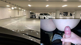 Risky Car Sex in Public Parking Lot - German Amateur Blonde Gets Fucked After Handjob