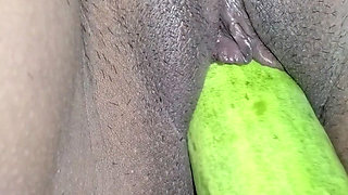 Home alone Bhabhi masturbating cucumber and brinjal