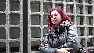 Redhead teen Ria Red pickup and casting fuck in Berlin