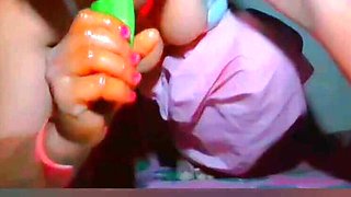 Oiled Cucumber Masturbation - Indian Bhabhi with Big Natural Tits Fucks with Vegetable & Preps for Cock