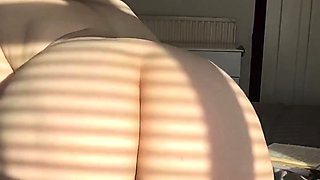 Amateur shaved blonde in fishnet stockings