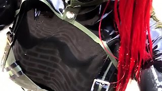 Amateur cd in latex masturbating dildoing