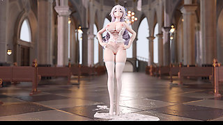 [mmd] Weak Sound Good Kiss Hollow Erotic Underwear Thong Opening White Silk Wedding Dress