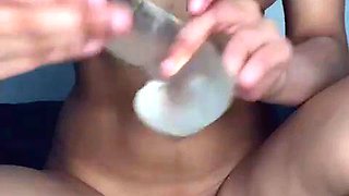 Kinky moist taco brunette anal toy play during masturbating
