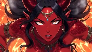 98.demon Girl in a Lava Bath Sexy Pose. Ai Animation