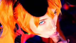 Hot slut Asuka Langley. Sloppy Blowjob and Pussy Creampie -