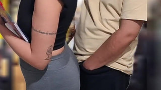 Slutty Student Gets Cumshot in Public on the Bus