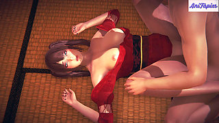 Blue Eyed Bitch Was Fucked In Red Kimono - 3D HENTAI