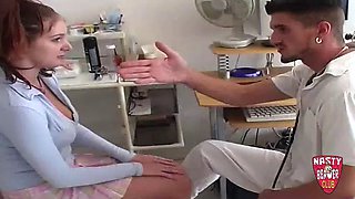 Gynecologist visits his patient in depth