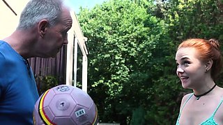 Outdoor Passion: Redhead Cougar Seduces Young Stud in the