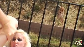 Catching The Blonde Hottie Masturbating In Her Backyard Ends With A Deep Thick Anal Creampie