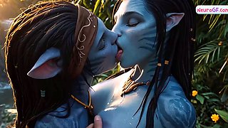 Pandora moonlight guides blue Avatar babes to taste big cock