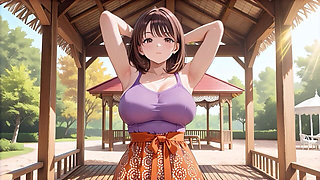 Big Tits Hentai Beauty Bounces Passionately on Tropical Porch - Dripping Wet!