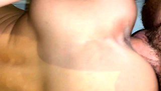 Busty brunette slut enjoys extreme amateur pov blowjob