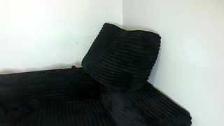 Brunette amateur babe strips off and masturbates