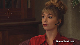 Submissive Lesbian Slave With Collar Around Her Neck Masturbating Using Dildo