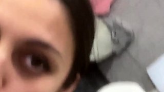 Hot daughter hides from her parents and Sucks a Dildo