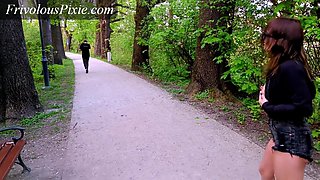 Risky Flashing And Pissing In Public Park. Crazy Amateur Milf