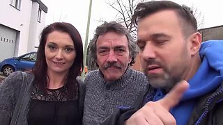 German MILF Mercedes Boodé gets picked up and fucked hard in car backseat - big cock blowjob and cum in mouth