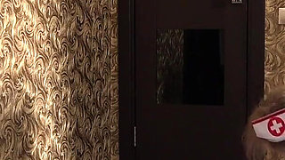 Creampie Under a Mature Nurse's Gown. a Fat MILF in a Medical Uniform Cleans up Behind the Scenes. Cum Flows Out of Her Cunt