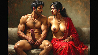 Indian aunty shocked by looking at her neighbour boy's cock as she begged him to fuck and satisfy her