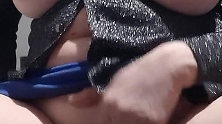 A Secretary with Big Tits in the Office Masturbates Riskily in Her Boss's Office While He Is Having Lunch