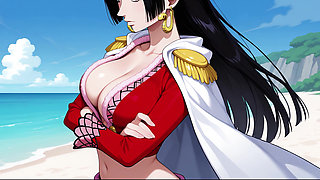 Boa Hancock gets fucked in her pussy and ass on a deserted island! Uncensored One Piece Hentai