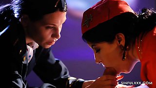 SinfulXXX Stewardess Subil Arch and Anna de Ville Heat up in the Cockpit