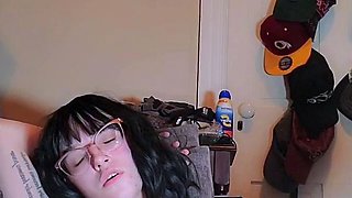 Cute curly brunette solo webcam masturbation