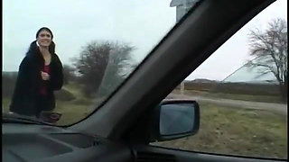 Masturbating teen gets out of the car to piss outdoors